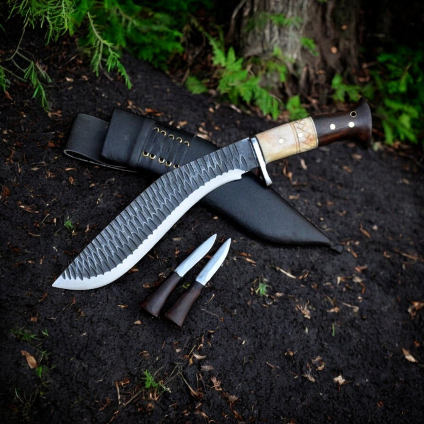 Handmade Nepal Kukri with Sheath – 15" Forged Steel