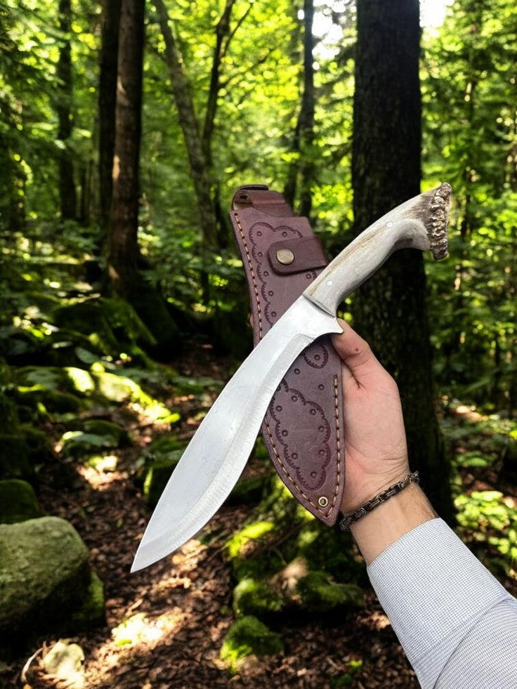 Traditional Gurkha Kukri D2 Steel Antler Handle 14"