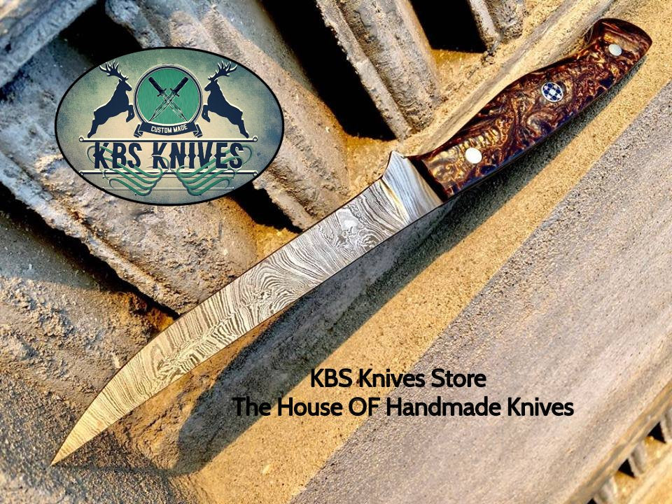 Utility Knife – Damascus Steel with Epoxy Resin Handle