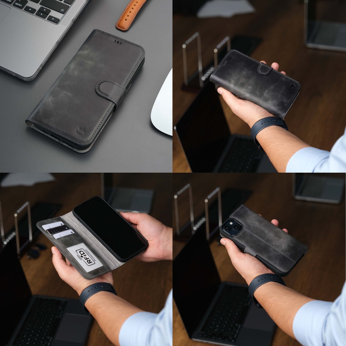 Casper Leather iPhone 15 Wallet Case | Detachable MagSafe Compatible RFID Protection