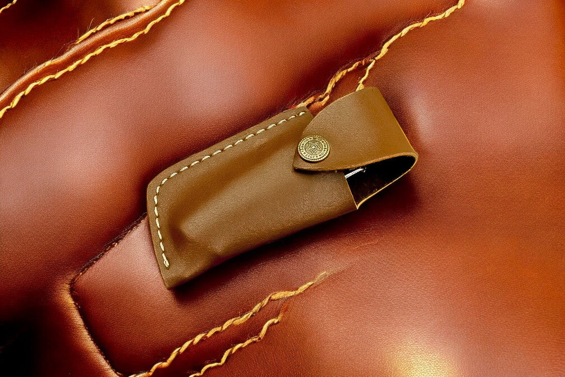 Custom Handmade Damascus Pocket Knife – Epoxy Resin Handle