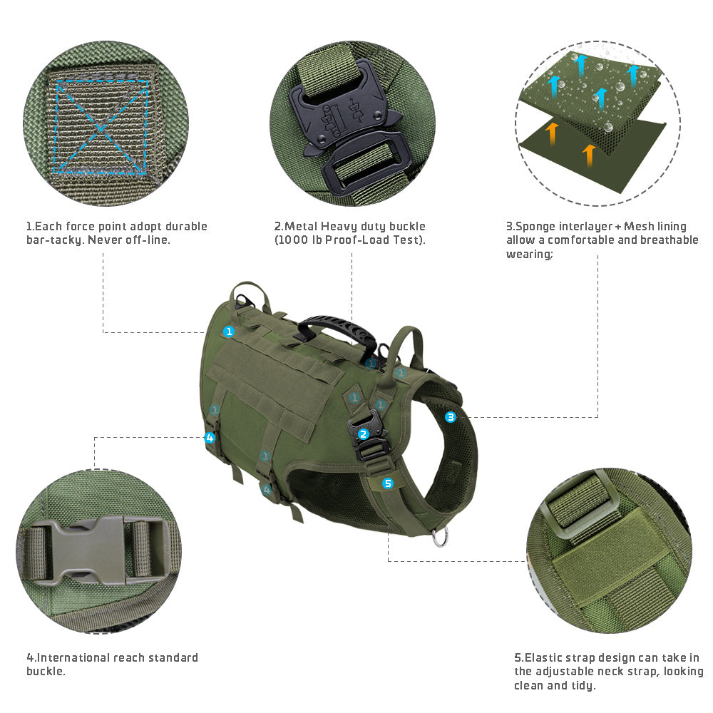 High Strength Tactical Dog Harness - Stylish and Durable Design