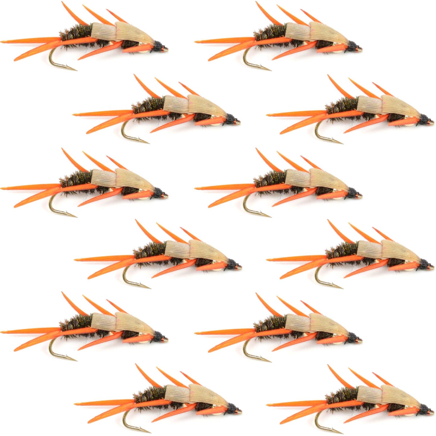Double Bead Peacock Stonefly Nymph with Amber Biot Legs Fly Fishing Flies - 1 Dozen Flies Hook Size 12