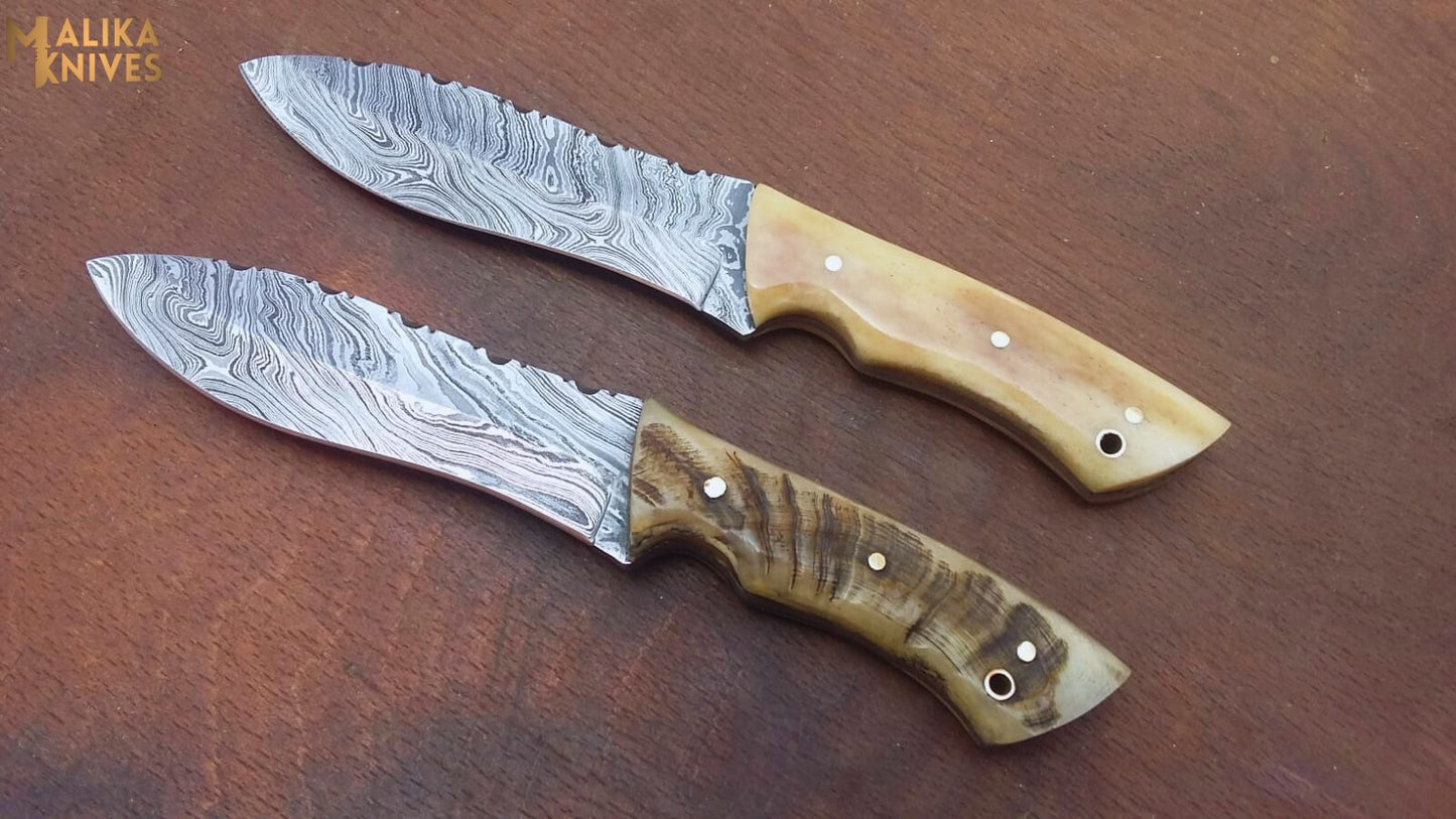Unleash Your Hunting Prowess with Malika Knives' Handmade Hunting Knife Set-0335