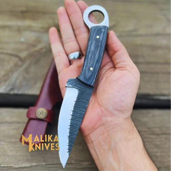 RingTail Hunting Knife - Black Pakka Wood Handle - Sleek Design - Ultimate Outdoor Companion-0326