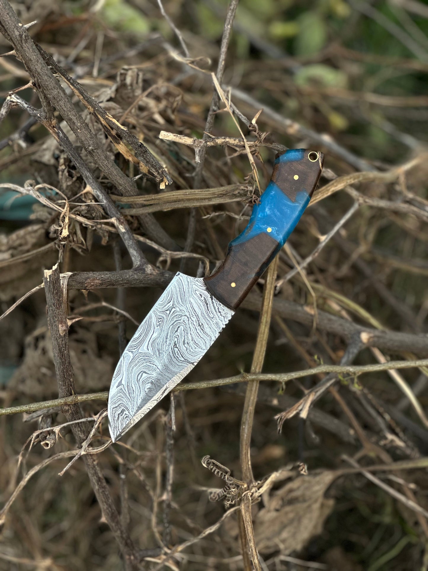 Gutting Knives – 10" Damascus Steel Blade with Rosewood or Resin Handle & Leather Sheath