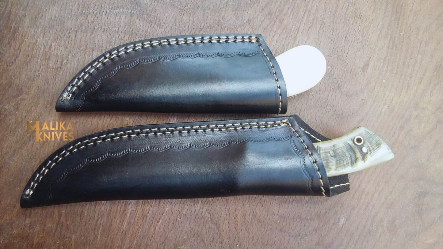 Unleash Your Hunting Prowess with Malika Knives' Handmade Hunting Knife Set-0335