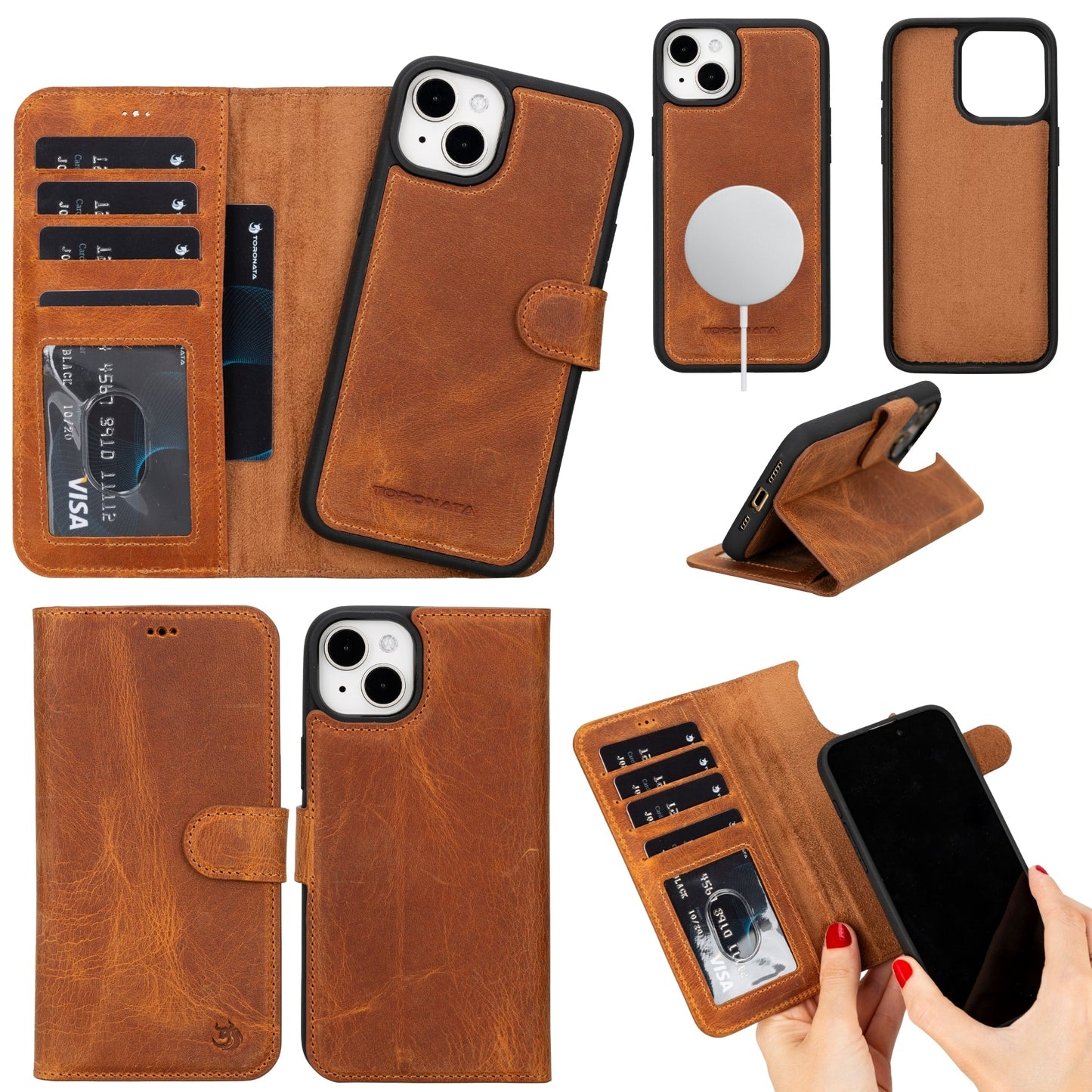 Casper Leather iPhone 15 Wallet Case | Detachable MagSafe Compatible RFID Protection