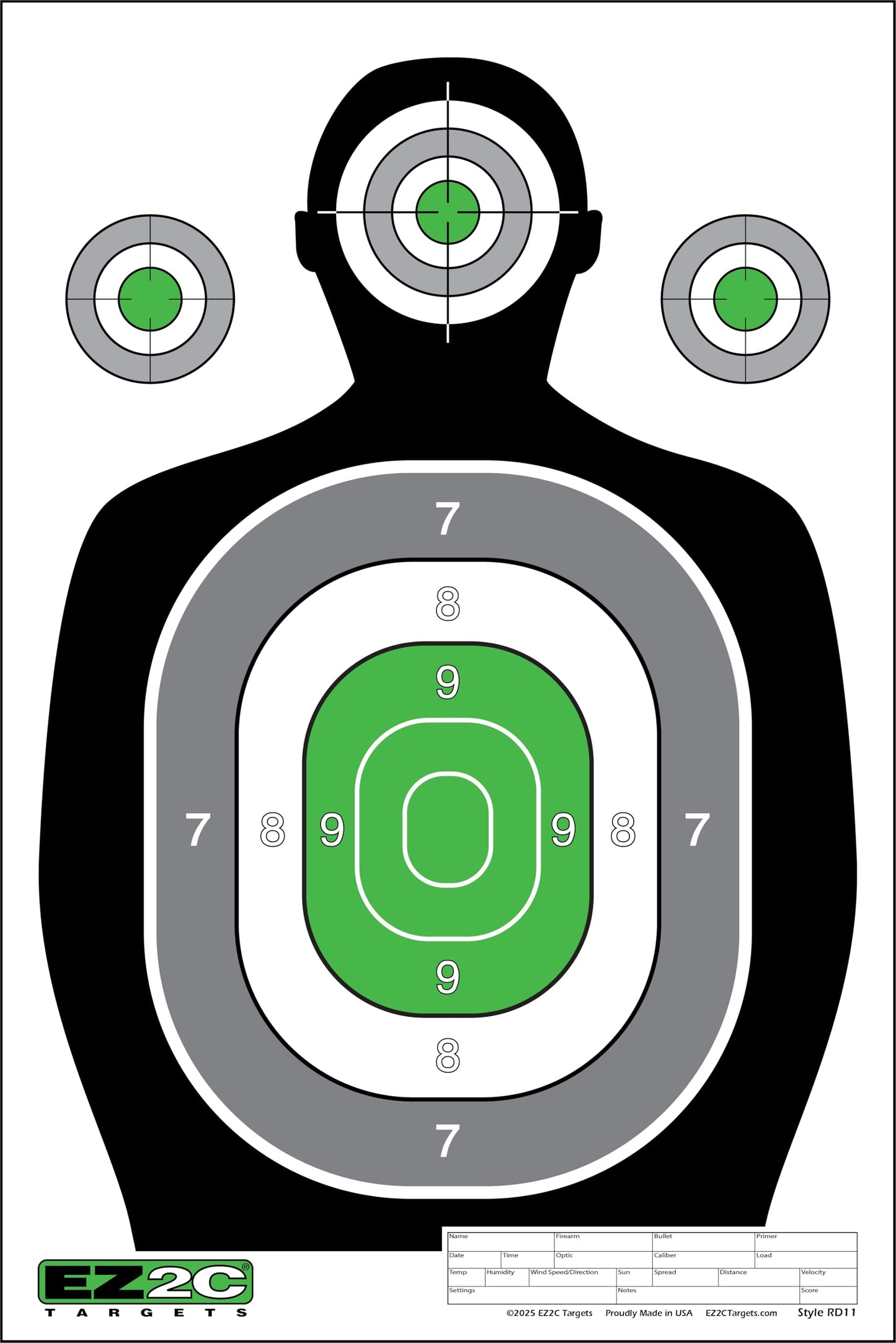 EZ2C RD11 Silhouette 12"x18"  Paper Shooting Target Made in USA