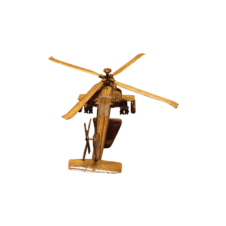 AH-64 ( AH64 ) Apache Mahogany Wood Desktop Helicopter Model