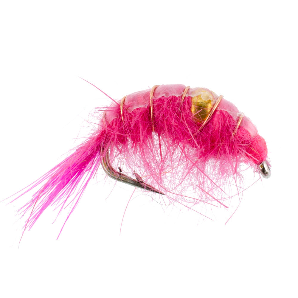 3 Pack Pink Beaded Shrimp Scud Pattern - Size 16 - Tailwater Lake Fly Fishing Nymph