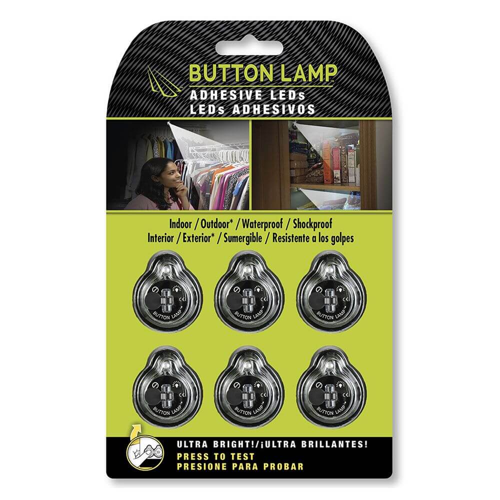 BUTTON LAMP Adhesive LEDs Light Package - Lightweight, Ultra Small, Ultra Bright LED Utility Lights