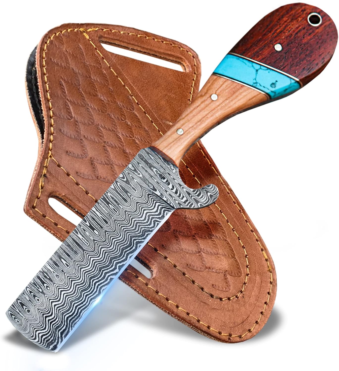 Custom Handmade Bull Cutters with Damascus Steel Blade – Ranch & Leatherwork Tool