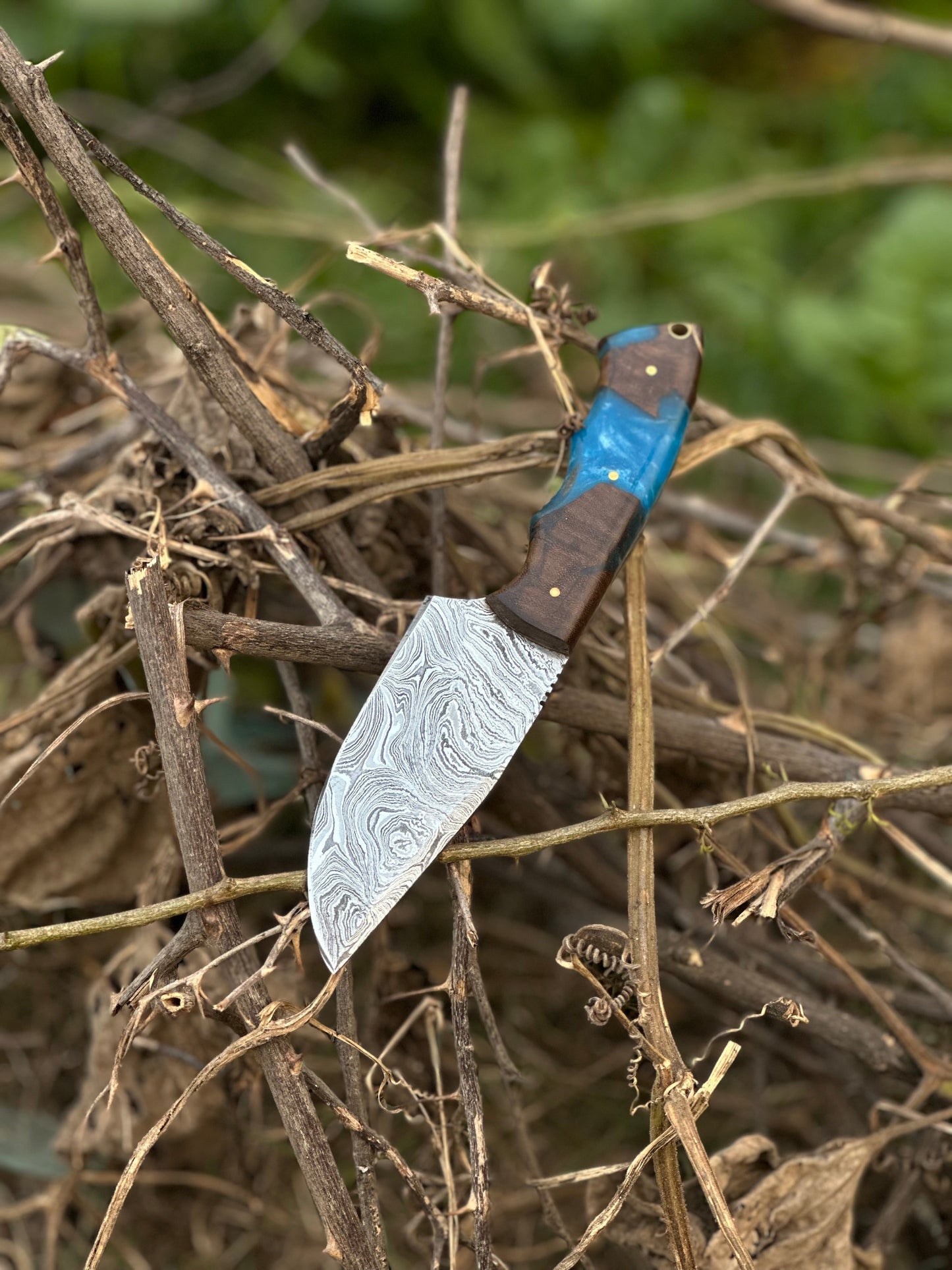 Gutting Knives – 10" Damascus Steel Blade with Rosewood or Resin Handle & Leather Sheath