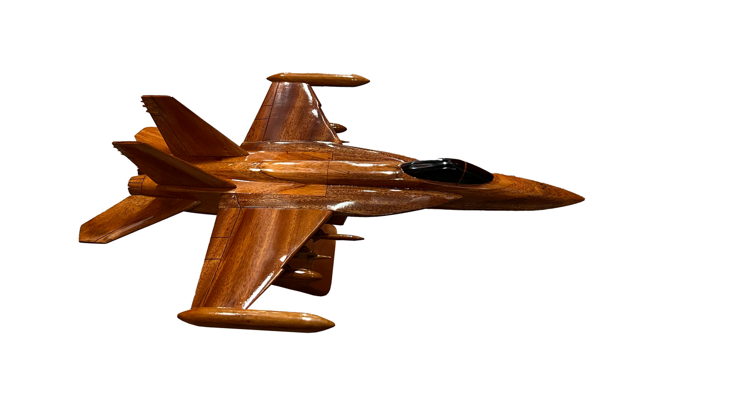 F-18 ( F18 ) Hornet Mahogany Wood Desktop Airplane Model
