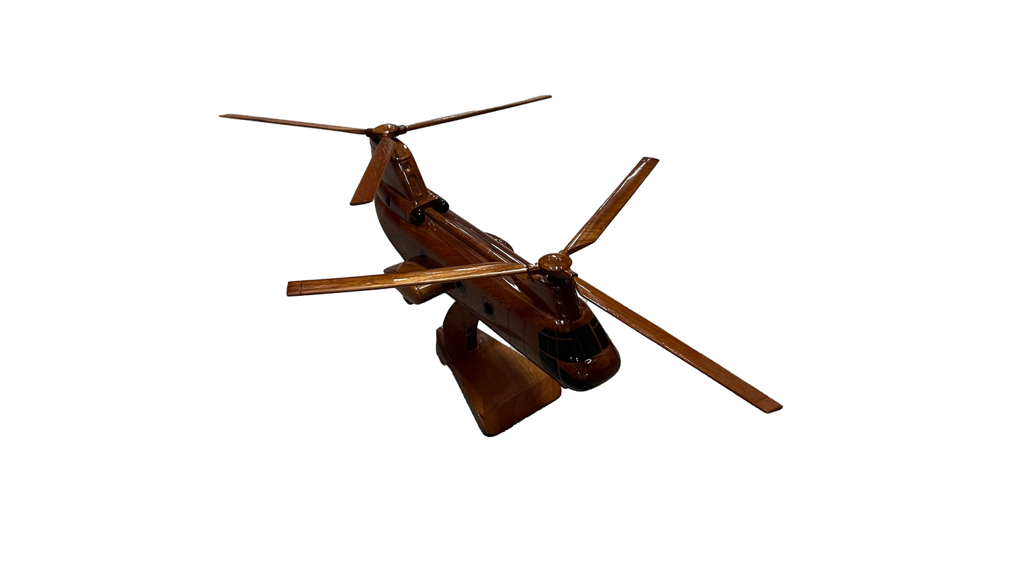 CH-46 ( CH46 ) Seaknight Mahogany Wood Desktop Helicopter Model