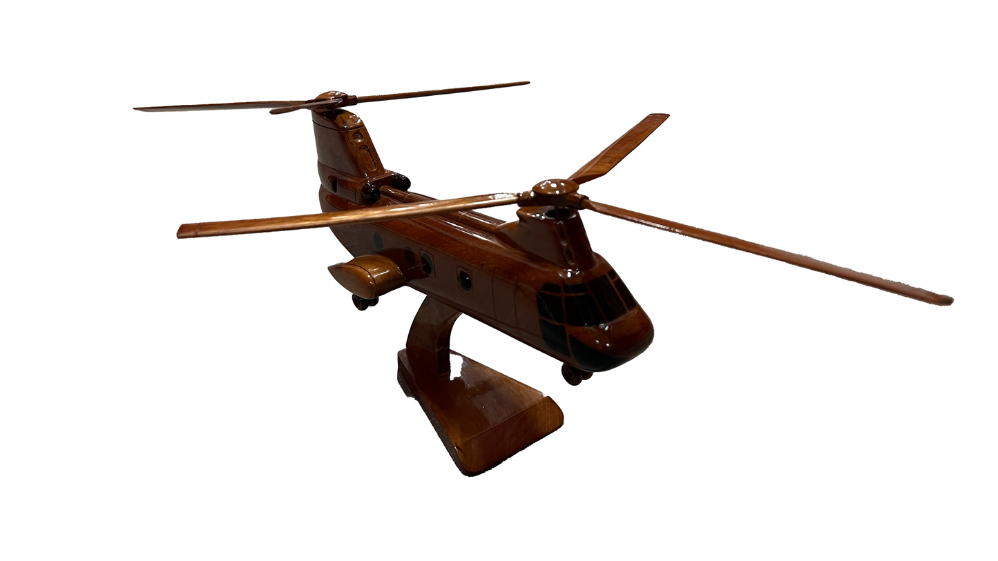 CH-46 ( CH46 ) Seaknight Mahogany Wood Desktop Helicopter Model