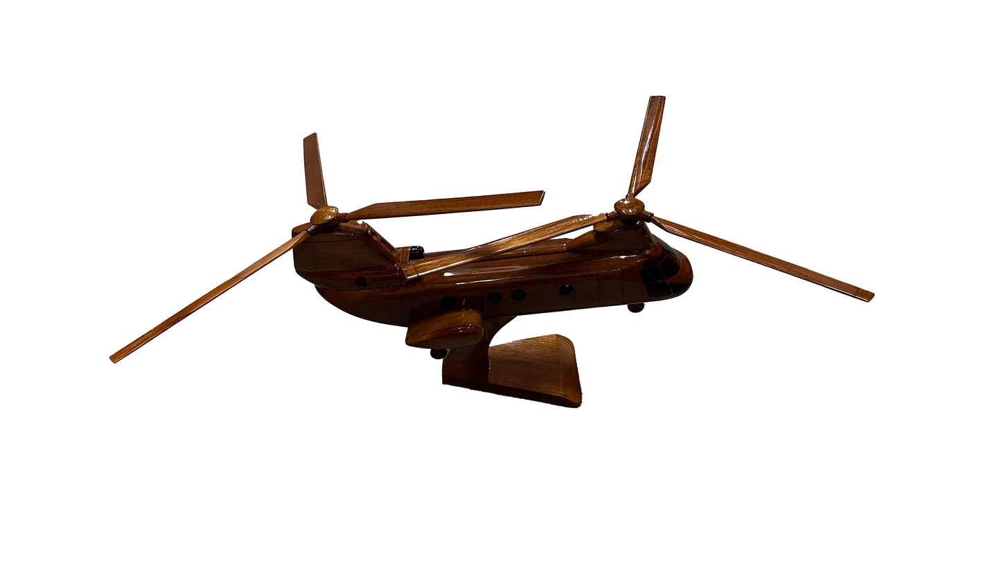 CH-46 ( CH46 ) Seaknight Mahogany Wood Desktop Helicopter Model