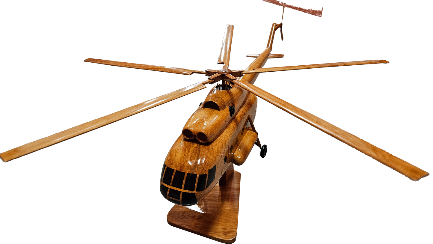 MI-17 ( MI17 ) Mahogany Wood Desktop Helicopter Model