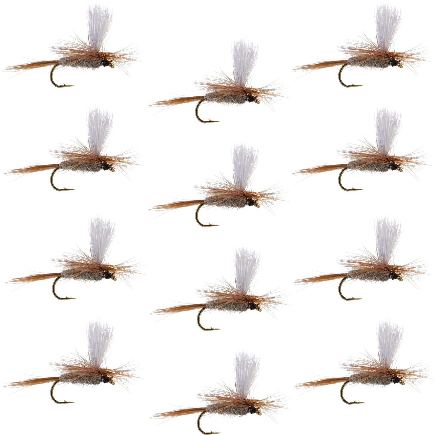 Hares Ear Parachute Classic Dry Fly - 12 Flies Hook Size 12