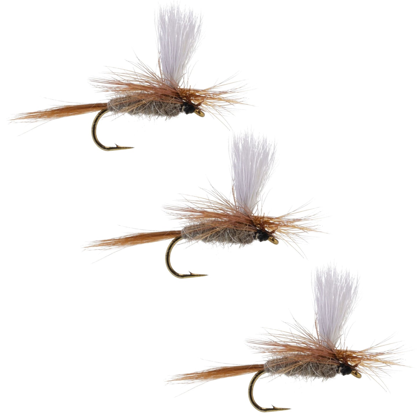 3 Pack Hares Ear Parachute Classic Dry Fly - Hook Size 14