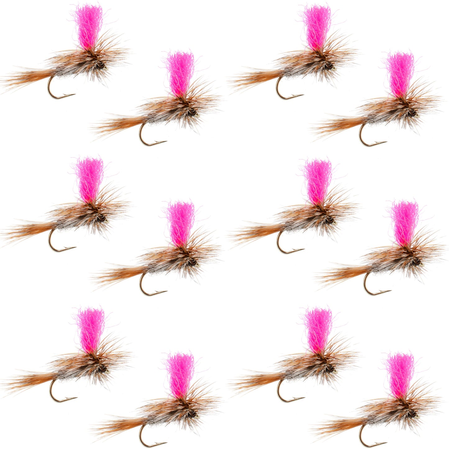 Adams Hi-Viz Parachute Classic Dry Fly - 12 Flies Hook Size 18