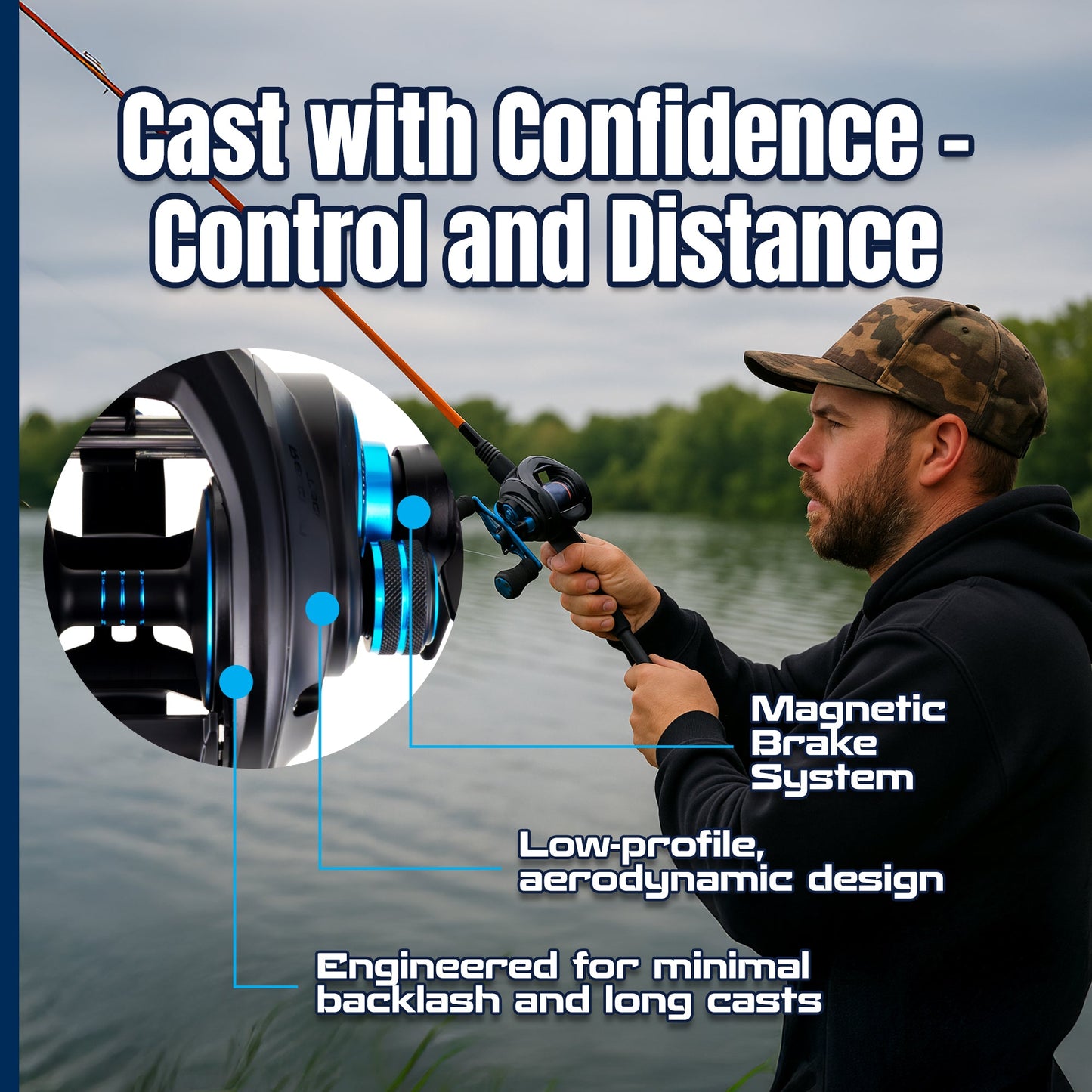 Reaction Tackle Baitcasting Fishing Reel – ProSpin Edition - 6.8:1 Gear Ratio - NEW