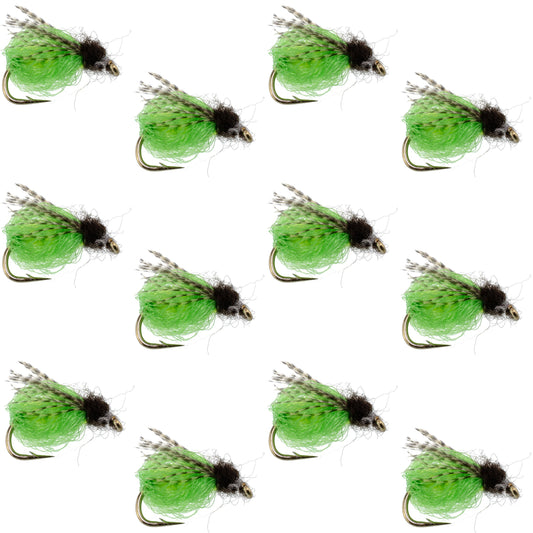 LaFontaine Bright Green Deep Sparkle Caddis Pupa - 1 Dozen Flies Hook Size 18