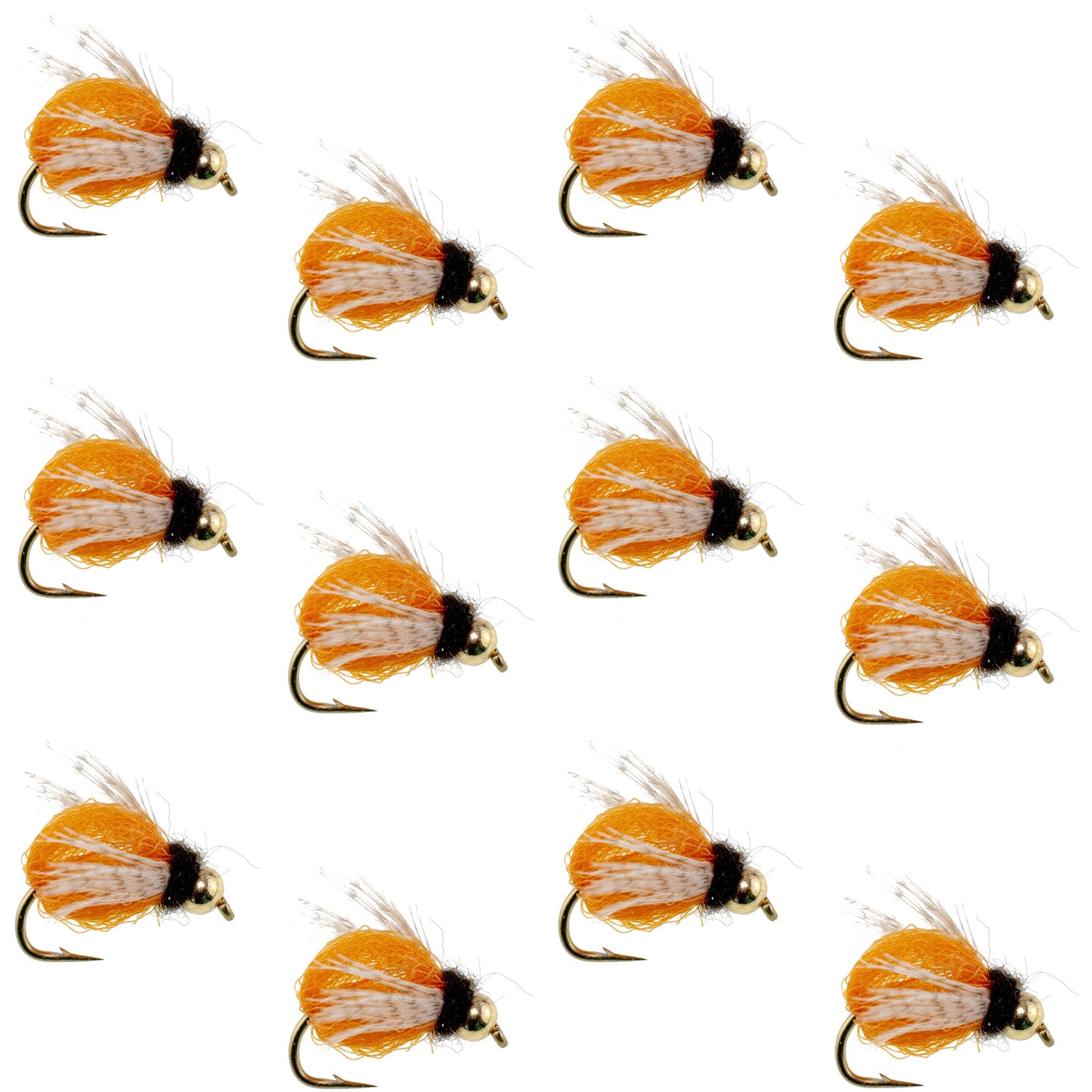Bead Head LaFontaine Amber Deep Sparkle Caddis Pupa - 1 Dozen Flies Hook Size 16