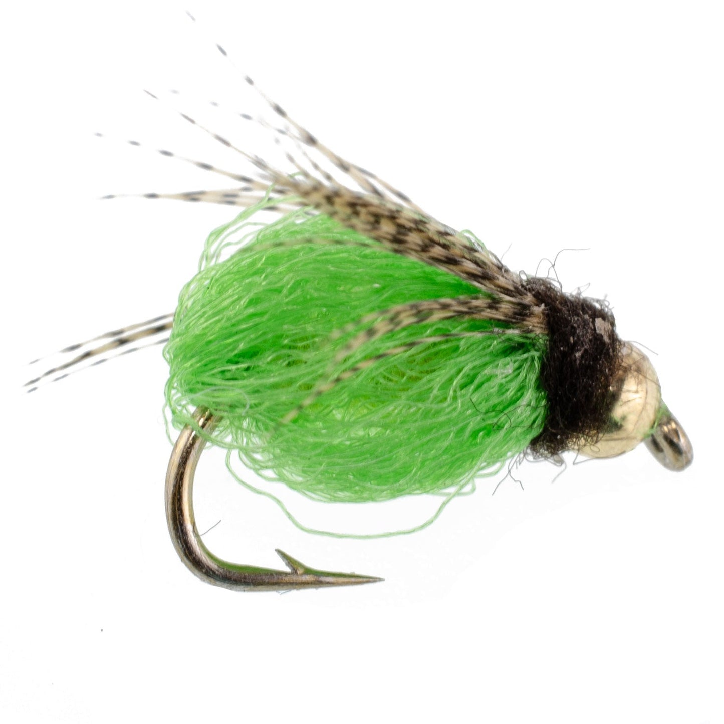 Bead Head LaFontaine Bright Green Deep Sparkle Caddis Pupa - 6 Flies Hook Size 16