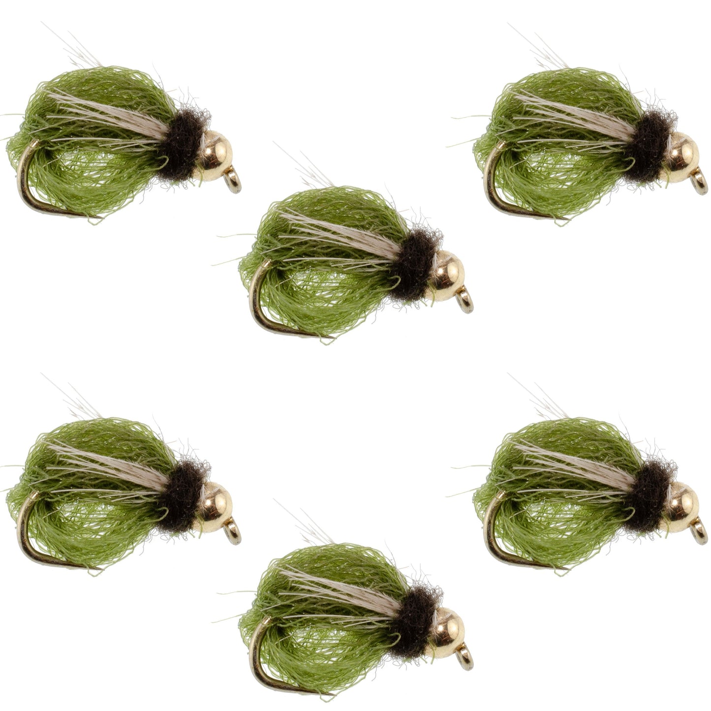LaFontaine Olive Deep Sparkle Caddis Pupa - 6 Flies Hook Size 16
