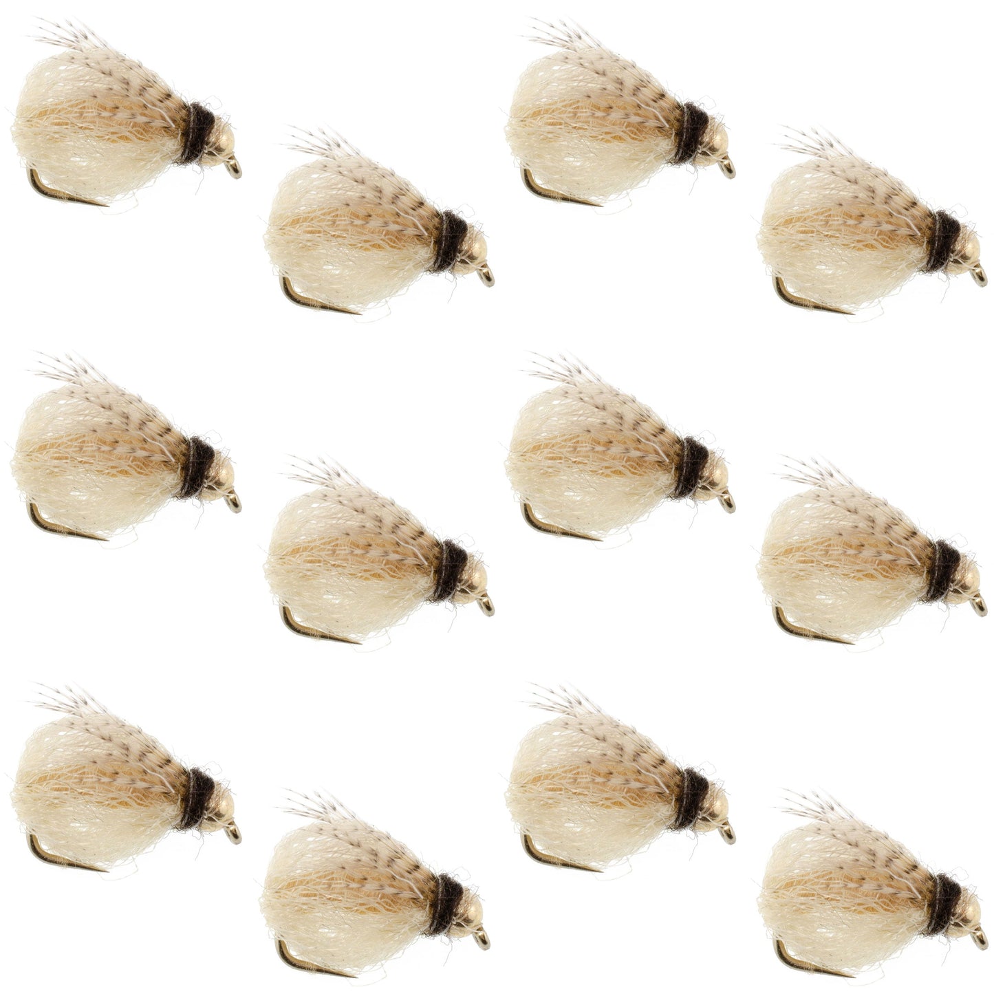 Bead Head LaFontaine Tan Deep Sparkle Caddis Pupa - 12Flies Size 16
