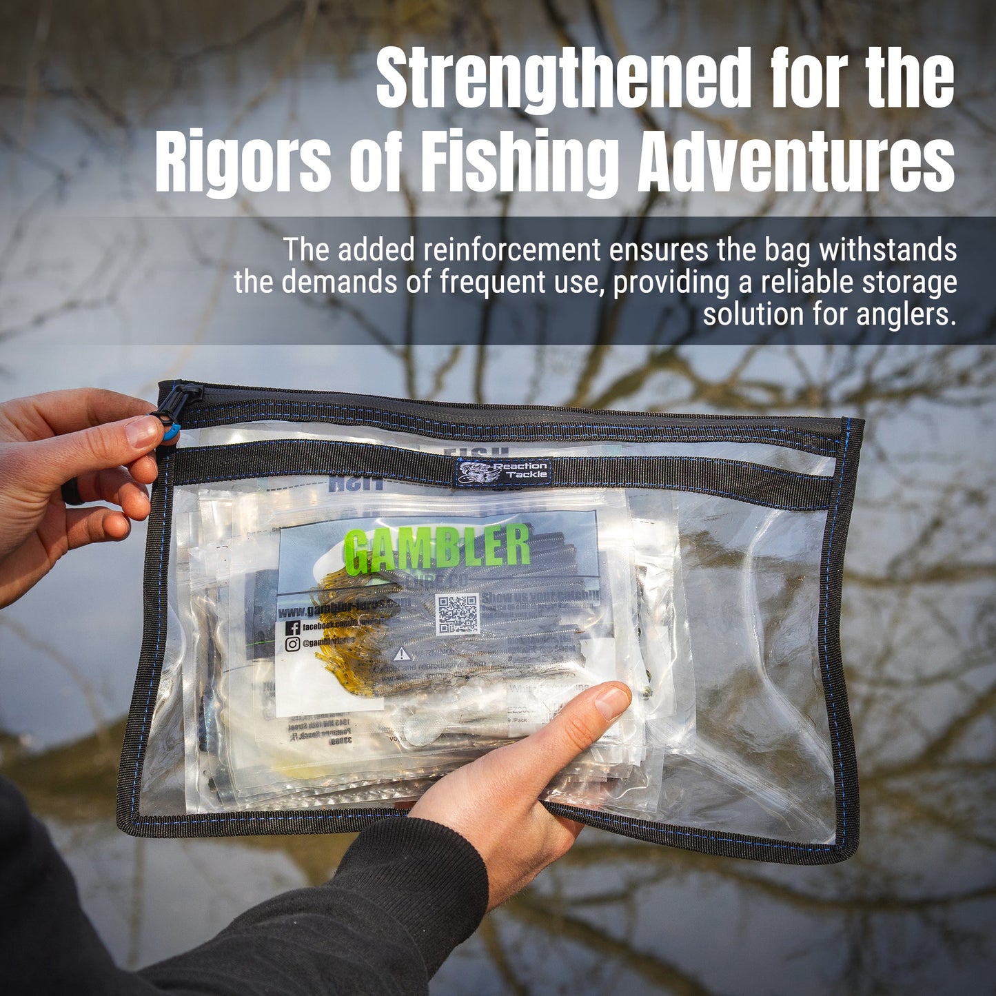 Reaction Tackle Clear Storage Bag Tackle Pak - Water-Resistant Plastic Storage - New