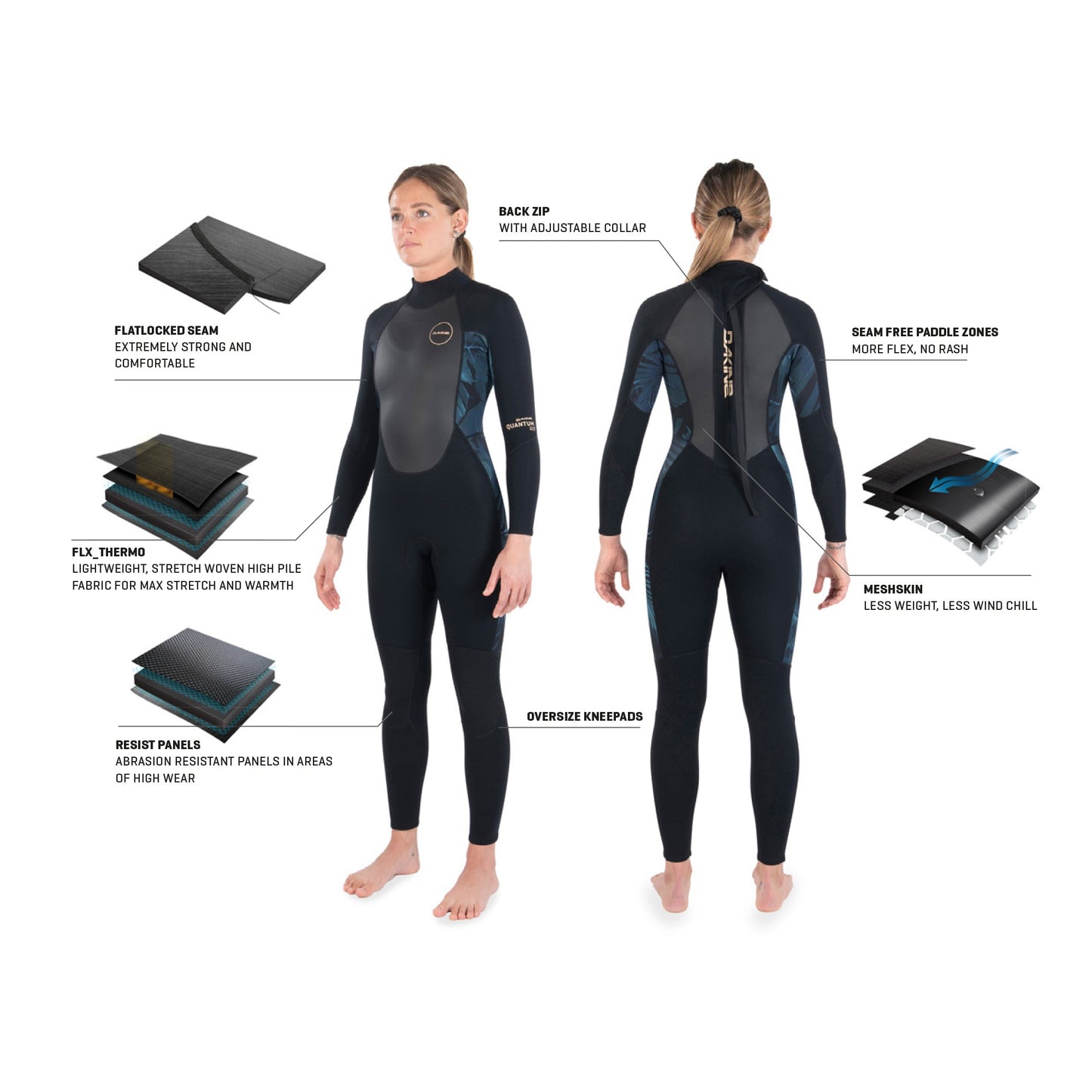 Dakine Womens Quantum Back Zip F/L 3/2mm