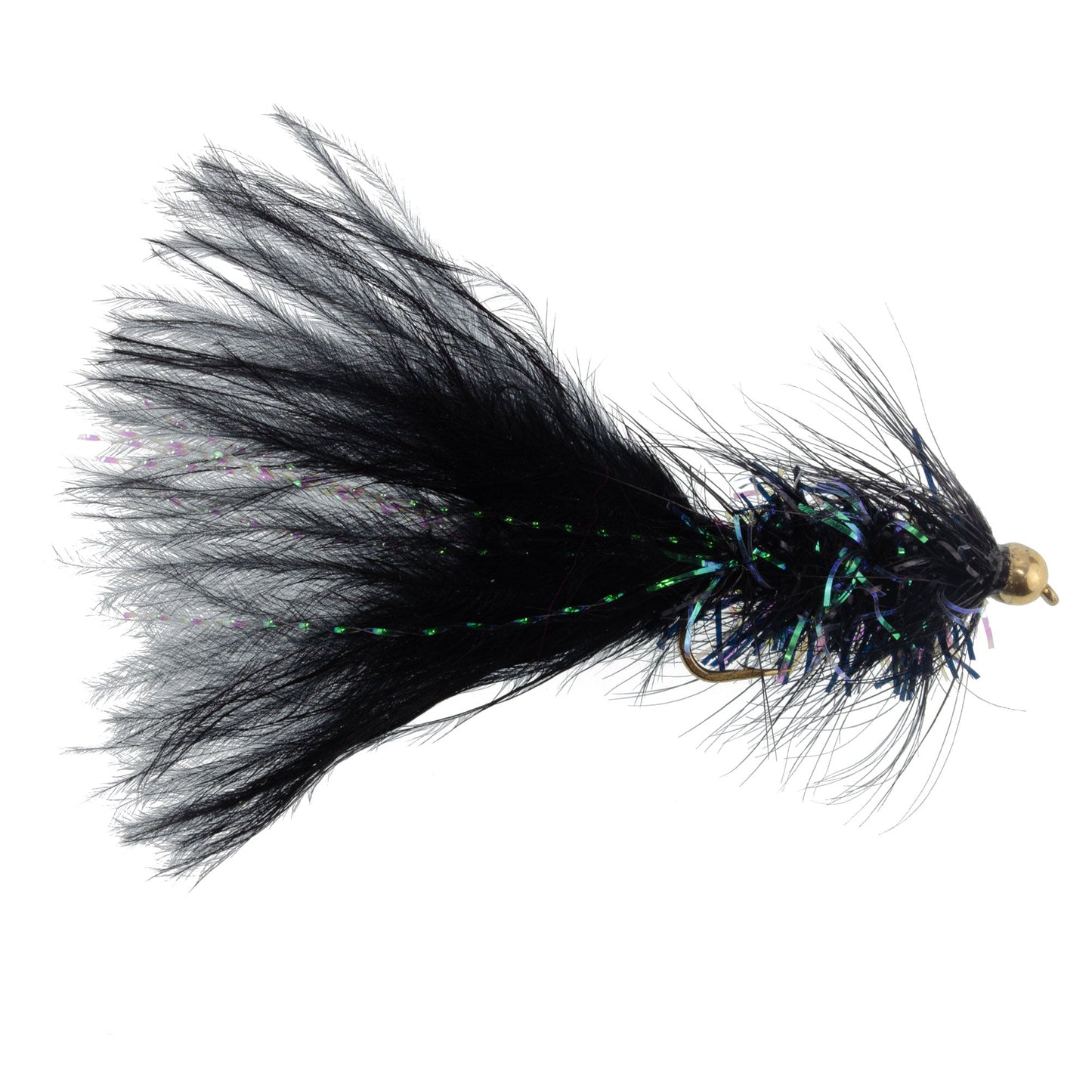 Black Bead Head Crystal Woolly Bugger Classic Streamer Flies - 12 Flies - Hook Size 8