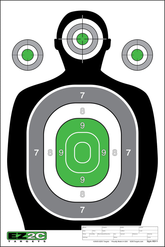 50 EZ2C RD11 12"x18" Silhouette Shooting Target, Premium Paper Targets Pad of 50