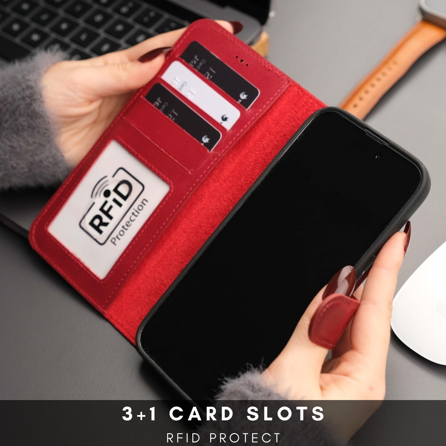 Casper Leather iPhone 15 Wallet Case | Detachable MagSafe Compatible RFID Protection