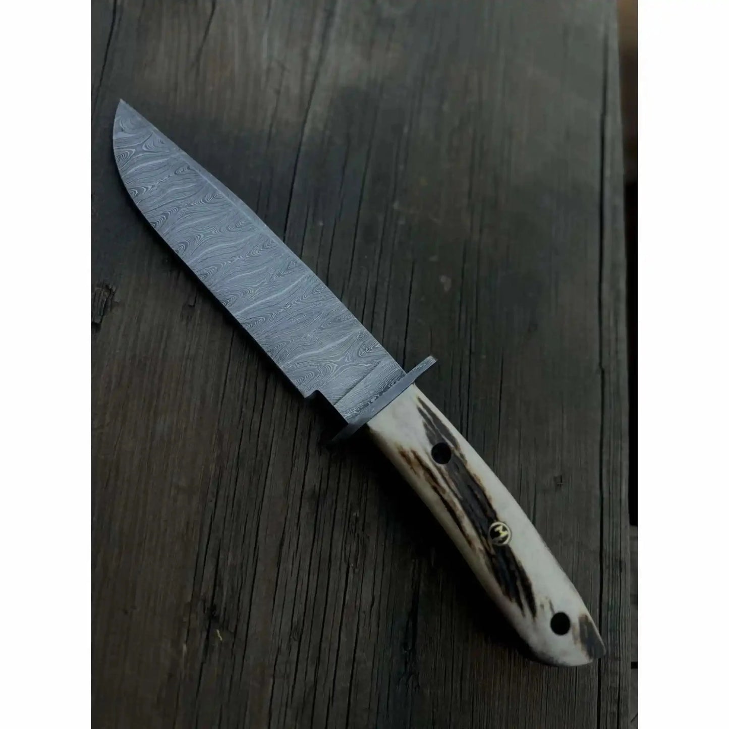 Stag Handle Damascus Hunting Knife Handmade Bowie Knife