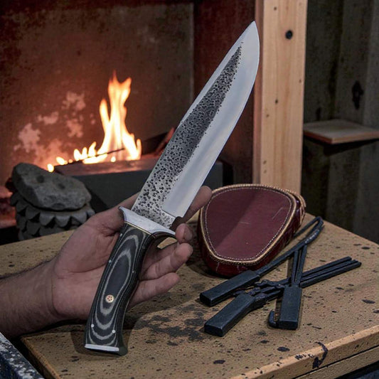 D2 Steel Bowie Knife G10 Handle Leather Sheath
