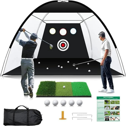 SwingRex 10x7 Golf Practice Net – Golf Hitting Net for Backyard & Garage