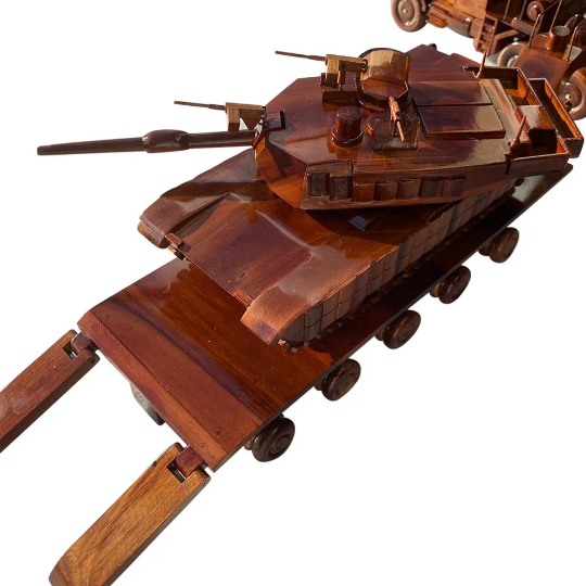 M-1070 ( M1070 ) Truck combo with M1A1 tank Mahogany Wood Desktop Truck combo Model