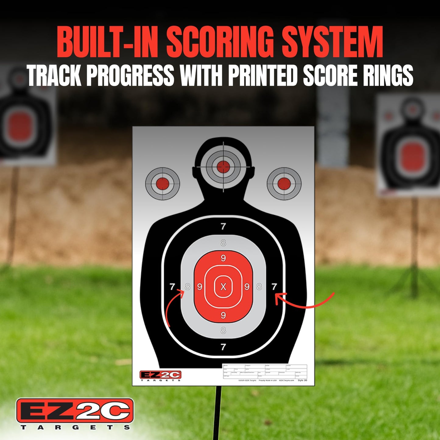25 EZ2C 12"x18" Silhouette Shooting Target USA MADE Paper Range Targets (Peel-Off Pad of 25)