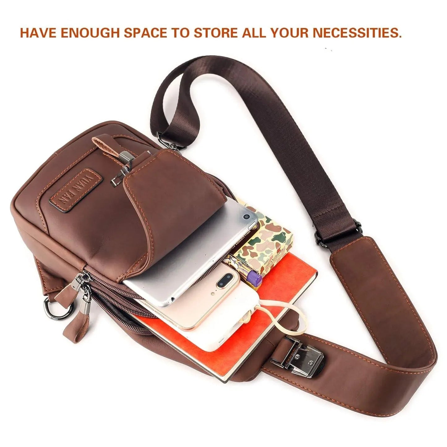 Luxury Leather Chest Sling Bag – Sleek & Functional