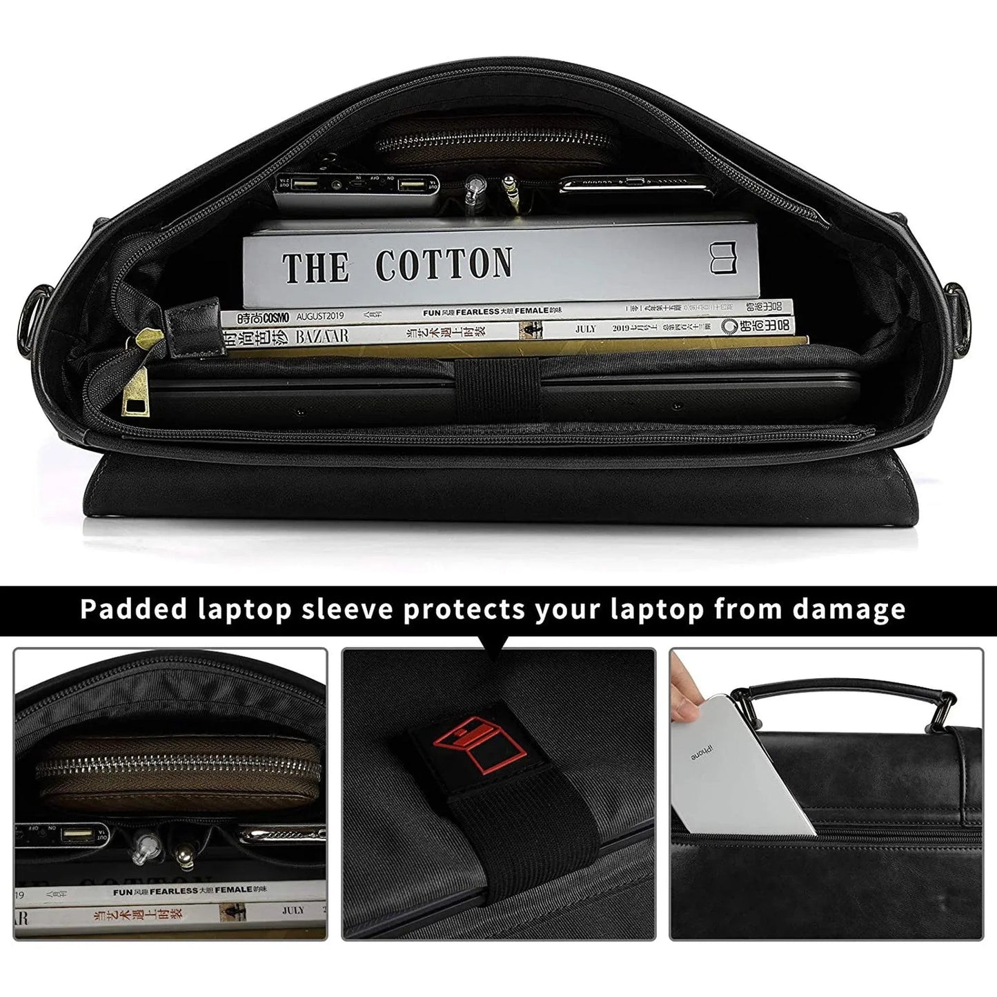 Designer Messenger Bag – PU Leather Laptop Briefcase with Multiple Compartments