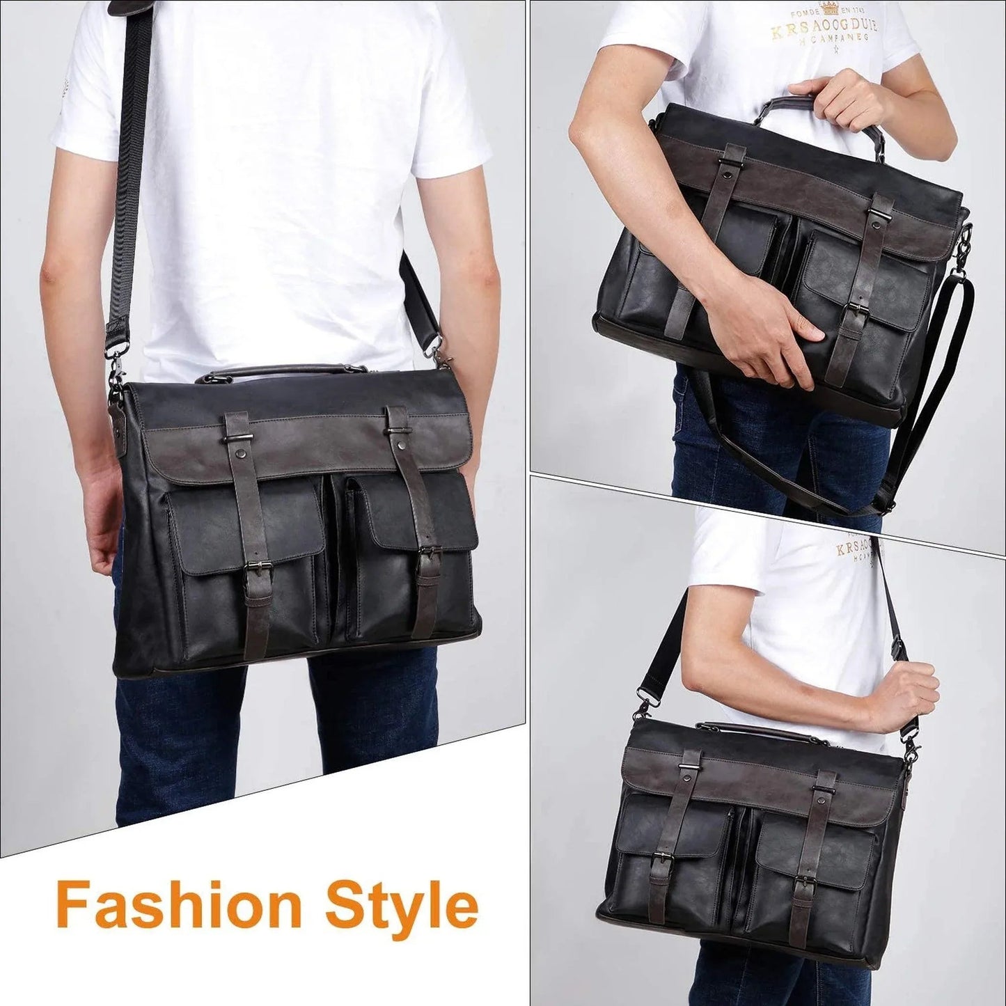 Leather Messenger Bag – Water-Resistant 15″ Work Satchel for Professionals