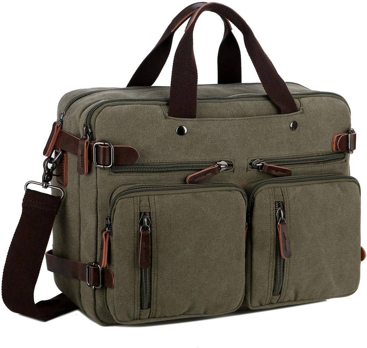 Convertible Briefcase Backpack – 3-in-1 Laptop Bag (17″) with Red Lining