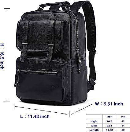 Leather Travel Laptop Backpack – 17″ Water-Resistant Vegan Design