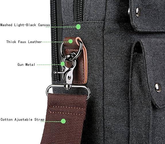 Washed Canvas Laptop Bag – Lightweight 17″ Work & Travel Briefcase