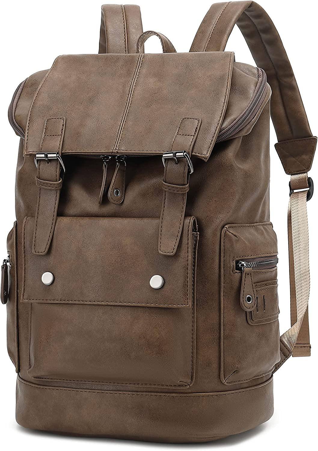 Premium PU Leather Laptop Rucksack – Water-Resistant 15″ Professional Pack