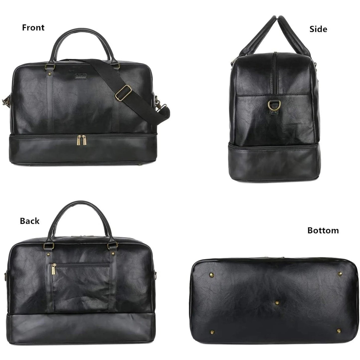 20″ Stylish Duffle Bag – Vegan Leather Weekender with Real Leather Accents